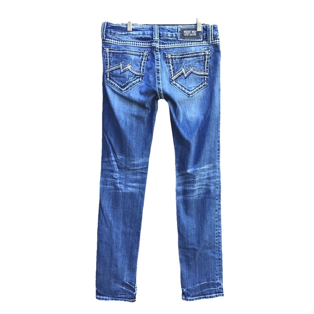 Miss Me Skinny Jeans Women's 31 Blue Denim Embroidered Flap Pocket 33x32
